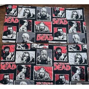 Walking Dead Pillow Cases Handmade Black Gray White Graphic 17x36 Cotton